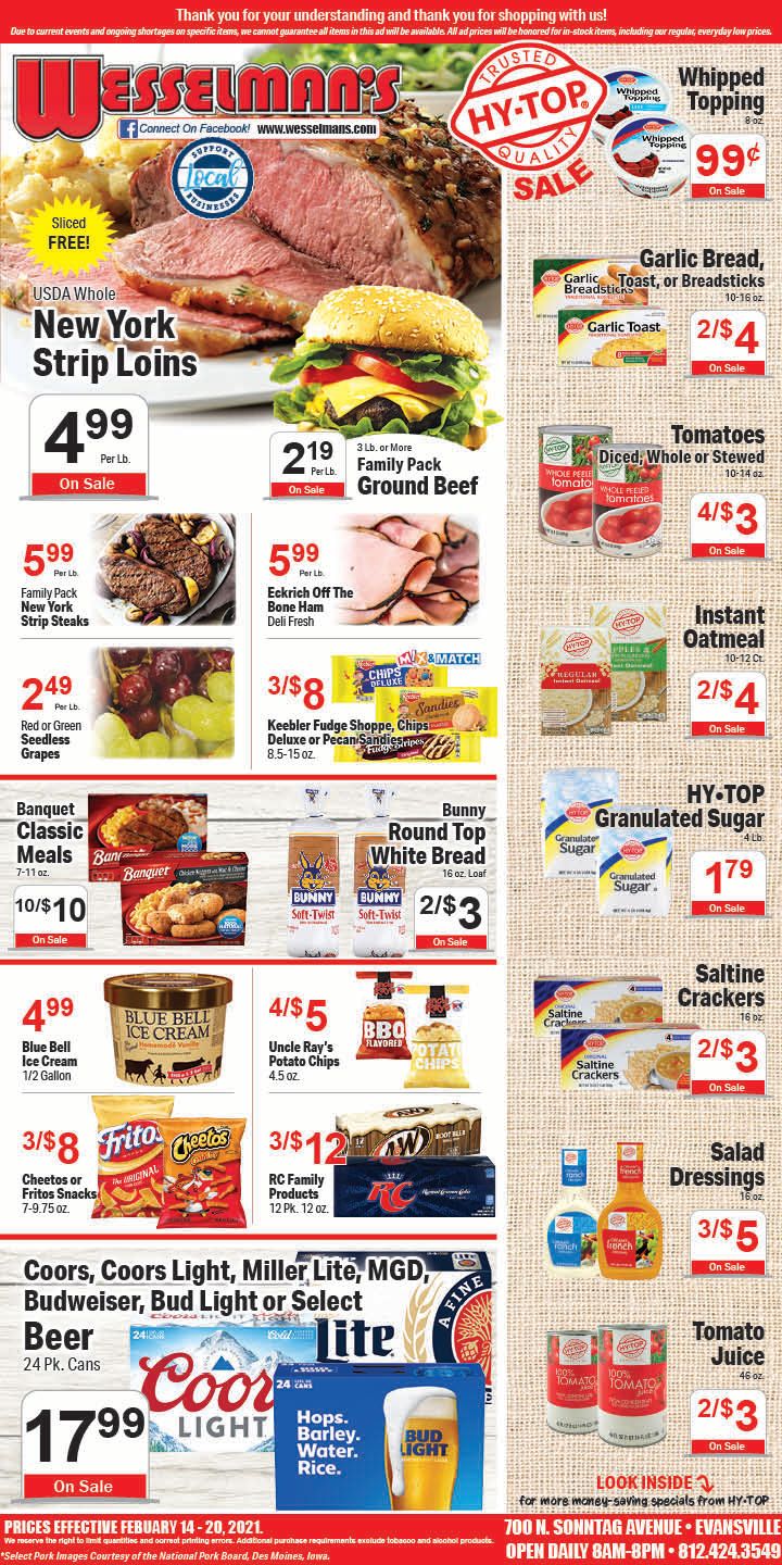 Wesselman's Weekly Ad Flyer February 14 to February 20, 2021