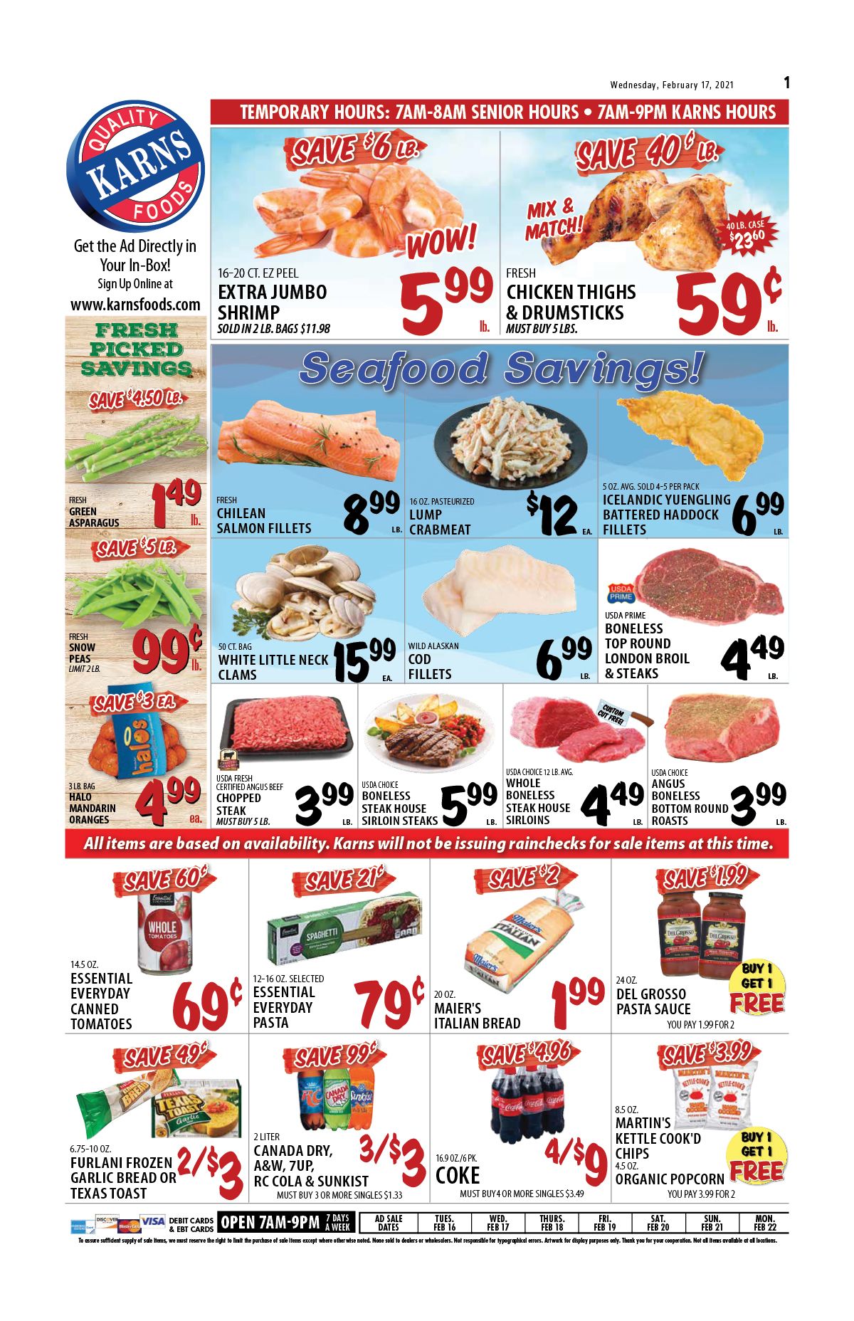 Karns Quality Foods Weekly Ad Flyer February 16 to February 22, 2021