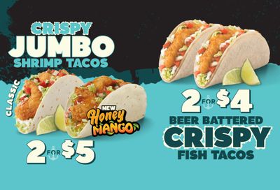 New 2 for $5 Crispy Jumbo Shrimp Tacos and 2 for $4 Beer Battered Crispy Fish Tacos Arrive at Del Taco