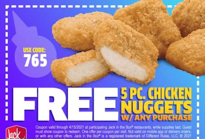 Get a Free 5 Piece Order of Chicken Nuggets with Purchase When You Join Jack In The Box's Email List  