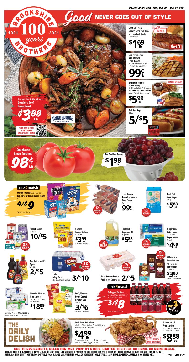 Brookshire Brothers Weekly Ad Flyer February 17 to February 23, 2021