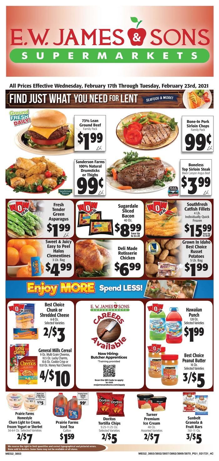 E.W. James & Sons Weekly Ad Flyer February 17 to February 23, 2021