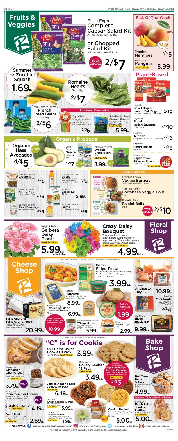 Roche Bros. Supermarkets Weekly Ad Flyer February 19 to February 25, 2021