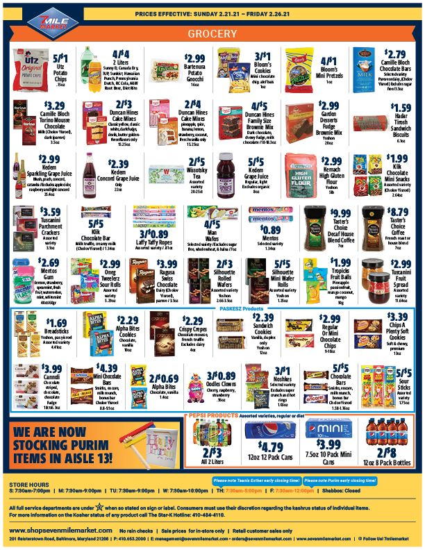 7 Mile Market Purim Special Weekly Ad Flyer February 21 to February 26, 2021