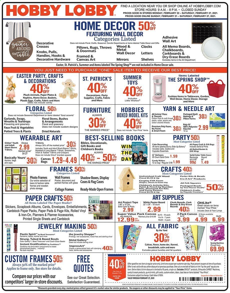 Hobby Lobby Weekly Ad Flyer February 21 to February 27