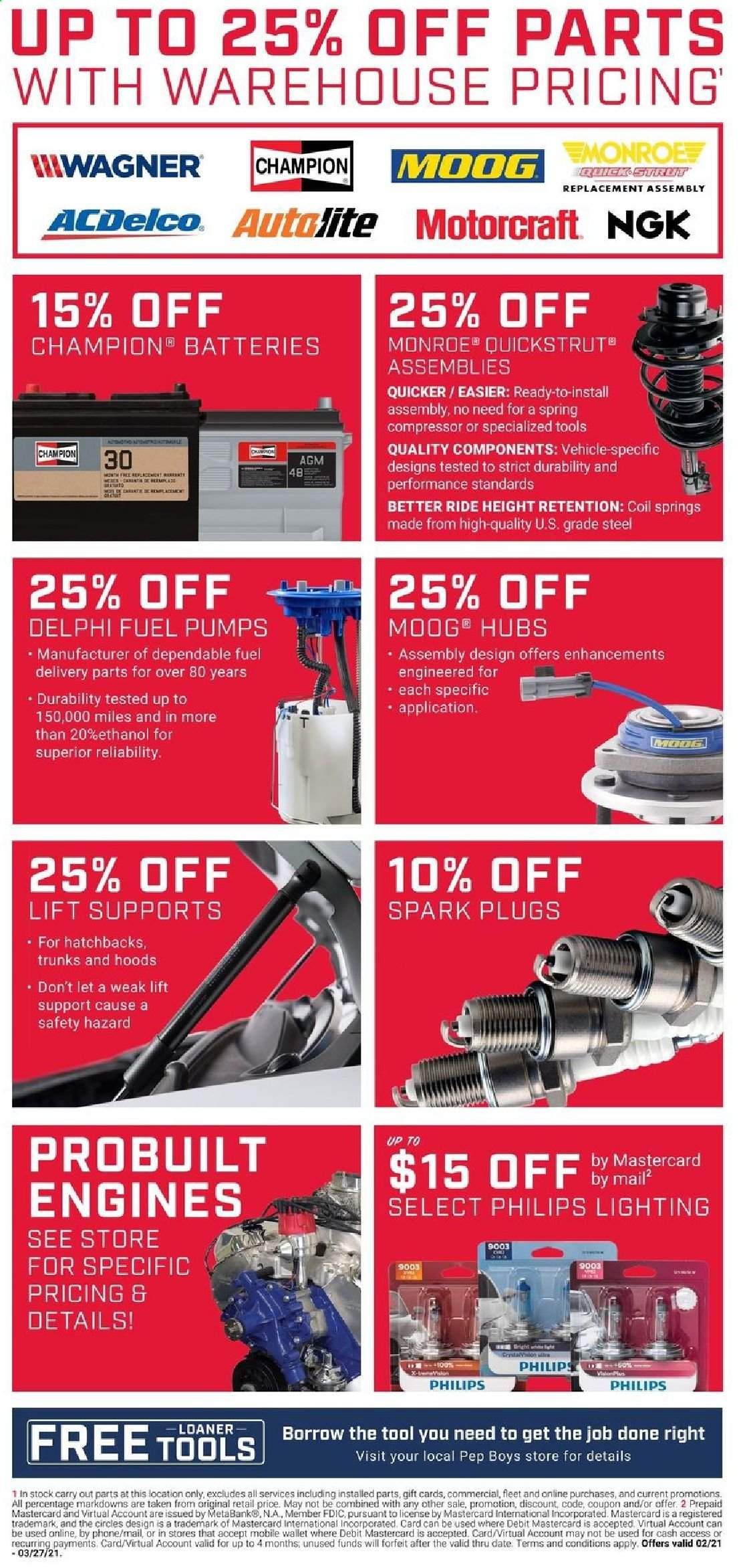 Pep Boys Weekly Ad Flyer February 21 to March 27