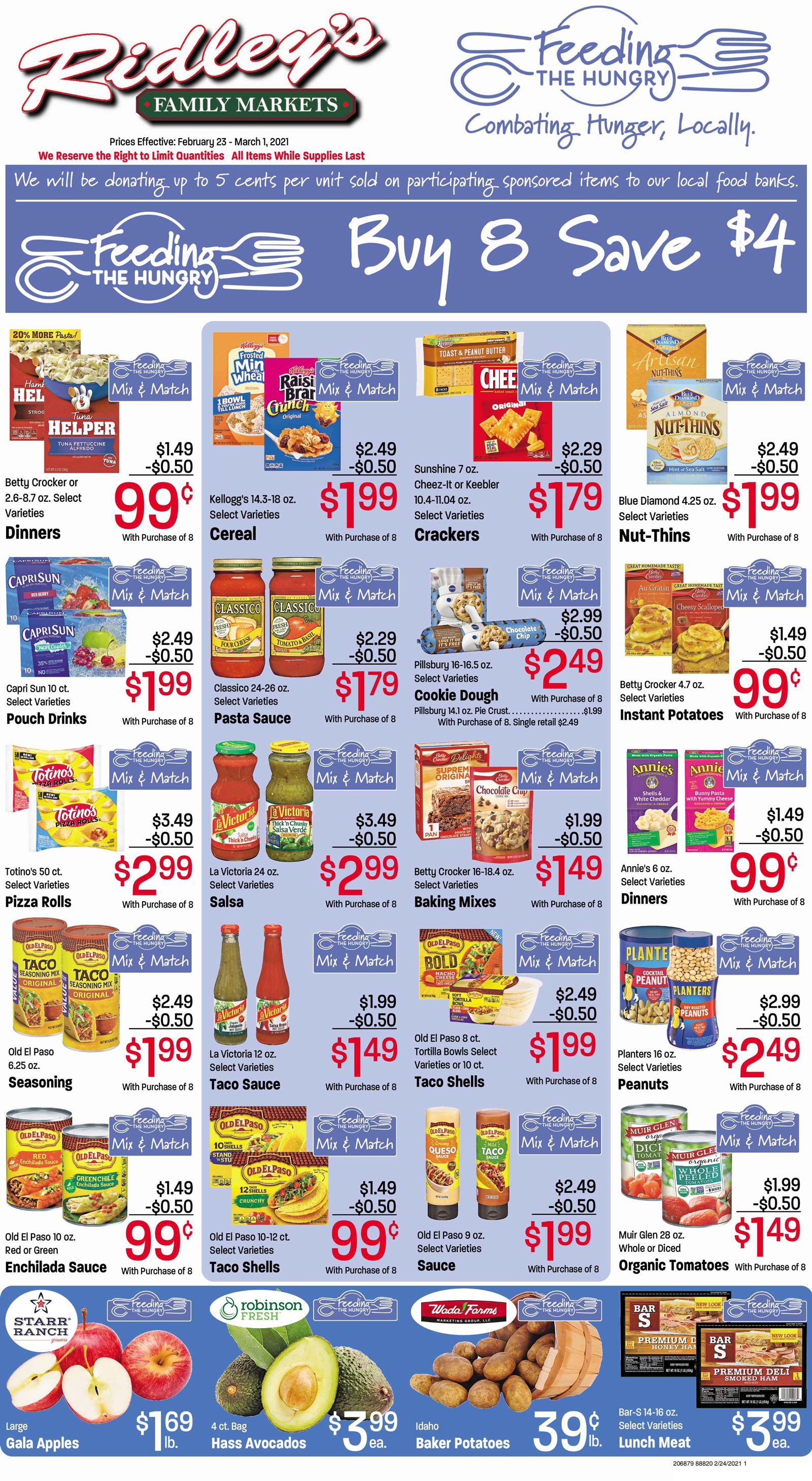 Ridley's Family Market Feeding The Hungry Sale Weekly Ad Flyer February 23 to March 1, 2021