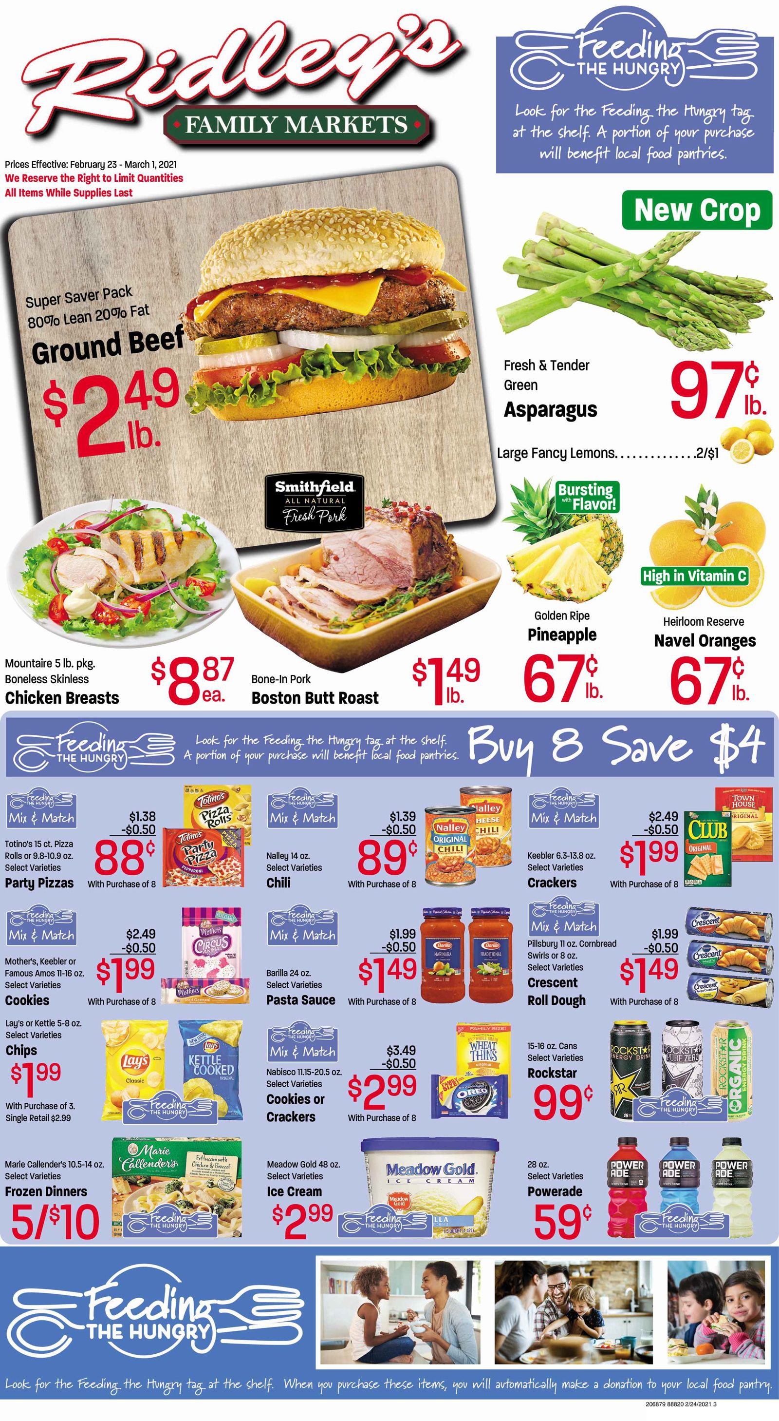 Ridley's Family Market Feeding The Hungry Sale Weekly Ad Flyer February 23 to March 1, 2021