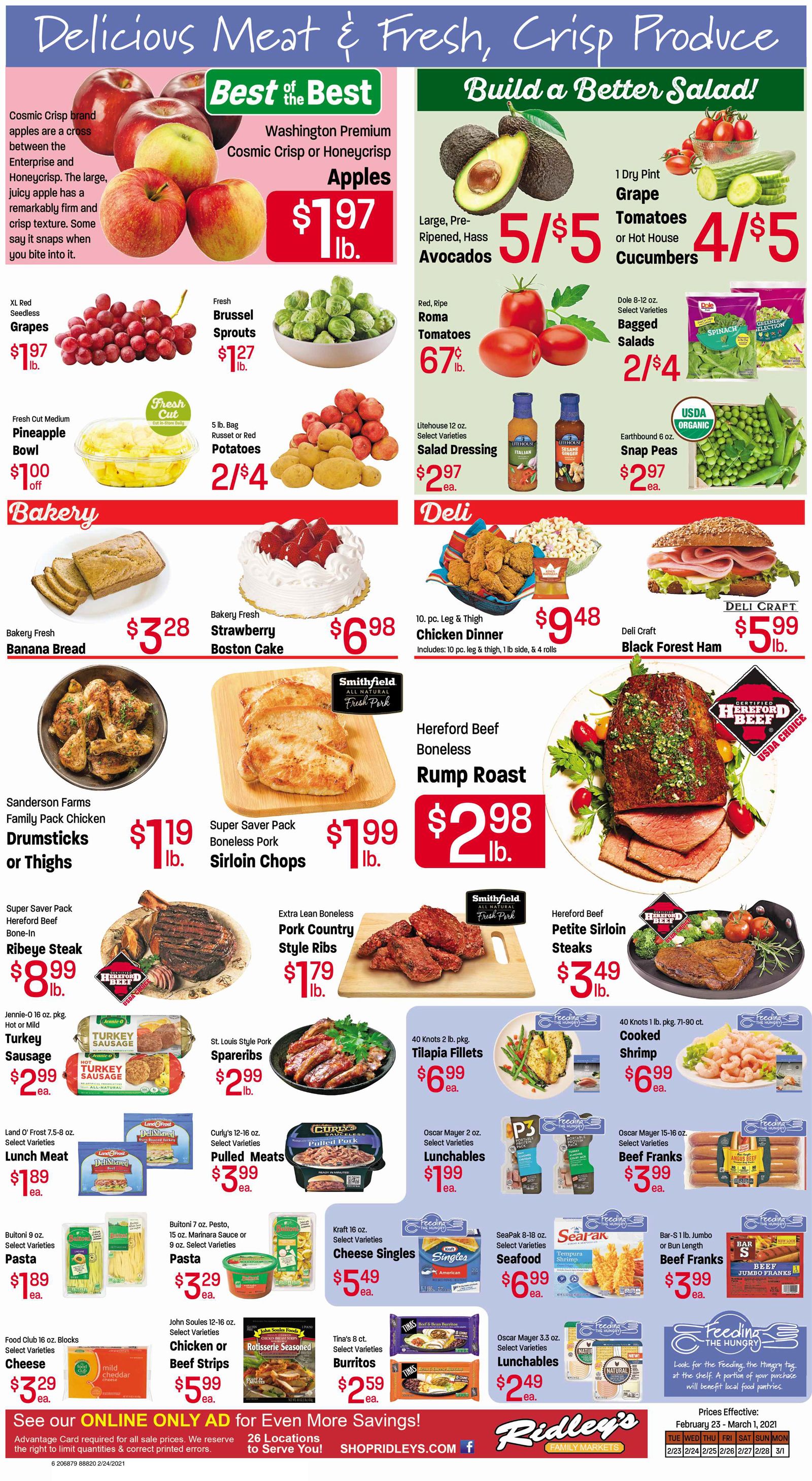 Ridley's Family Market Feeding The Hungry Sale Weekly Ad Flyer February 23 to March 1, 2021