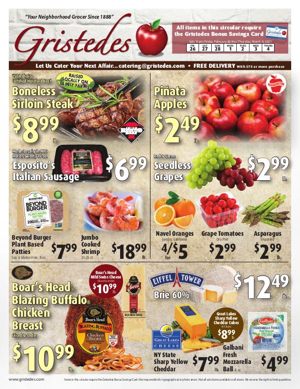 Gristedes Weekly Ad Flyer February 26 to March 4, 2021