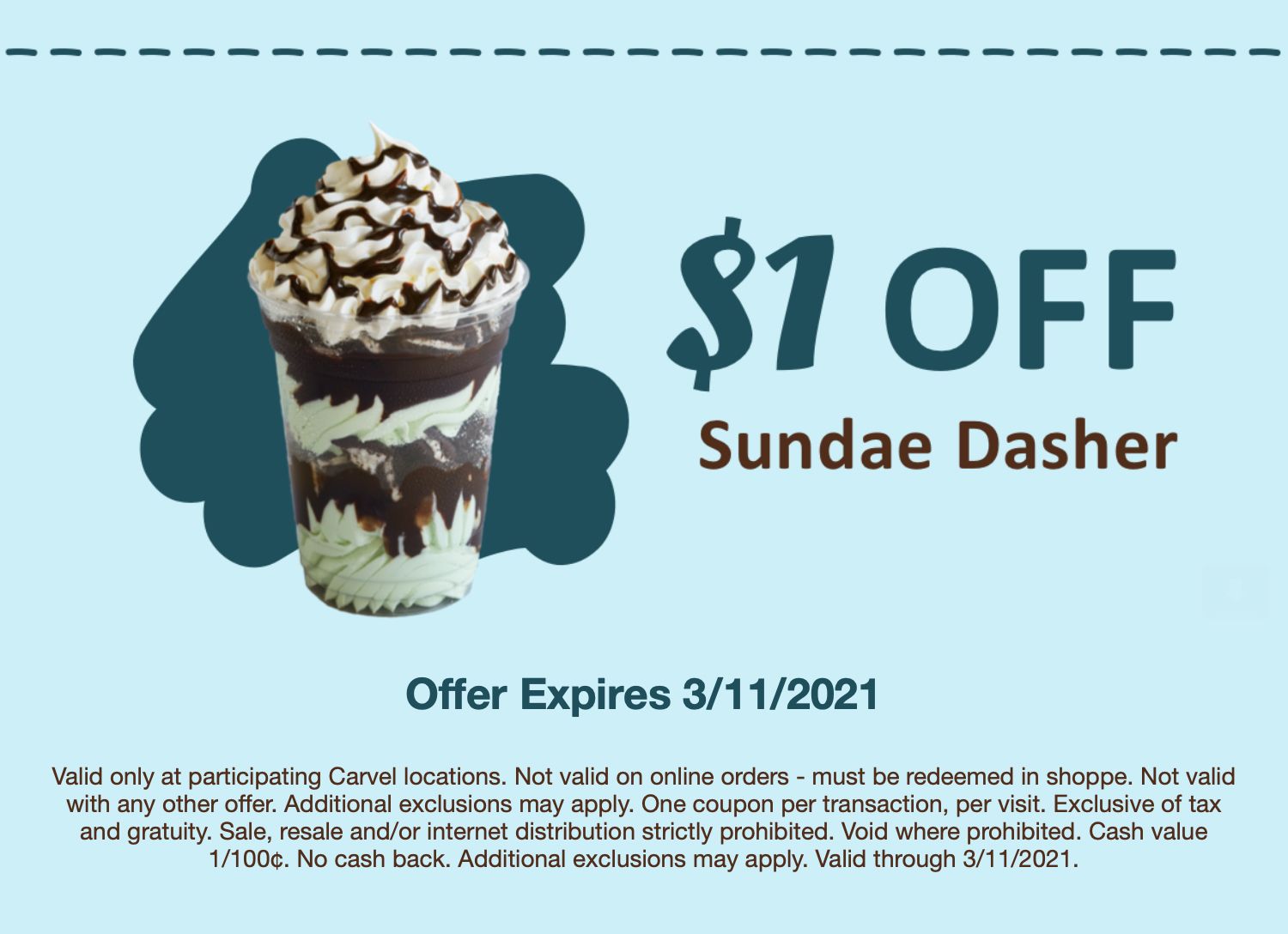 Fudgie Fanatics Check Your Inbox to Save $1 Off Your Next Sundae Dasher at Carvel Fudgie Fanatics Check Your Inbox to Save $1 Off Your Next Sundae Dasher at Carvel