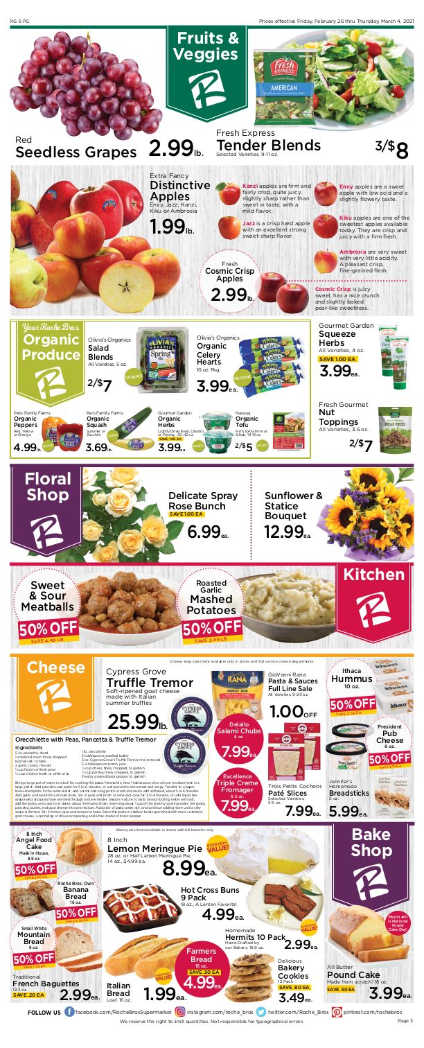 Roche Bros. Supermarket Weekly Ad Flyer February 26 to March 4, 2021