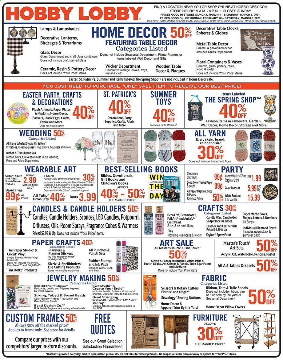 Hobby Lobby Weekly Ad Flyer February 28 to March 6