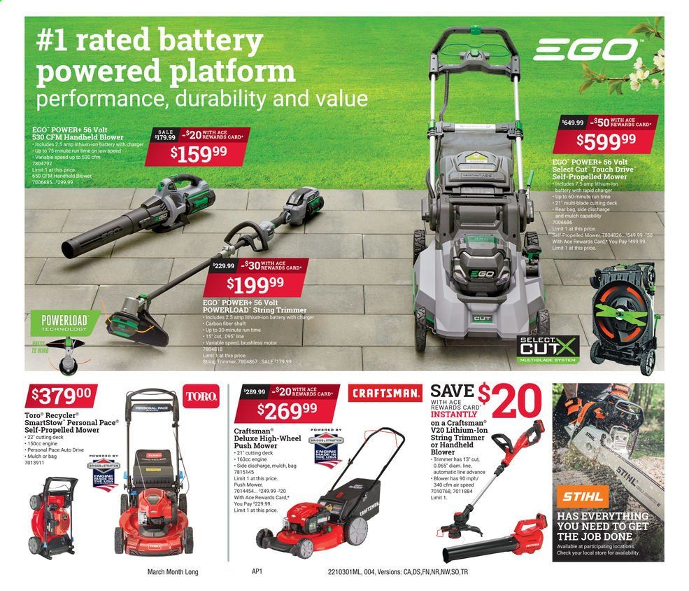 ACE Hardware Weekly Ad Flyer March 1 to March 31
