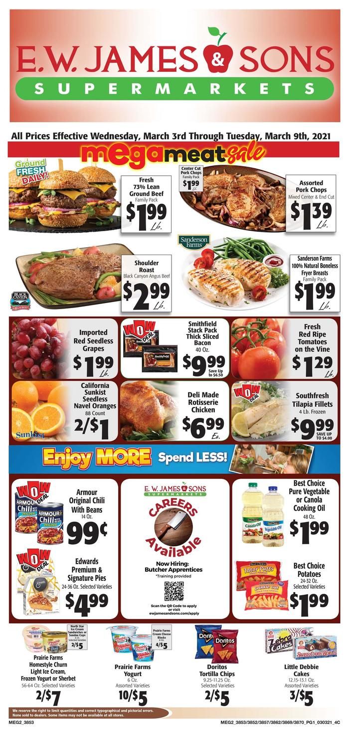E.W. James & Sons Weekly Ad Flyer March 3 to March 9, 2021