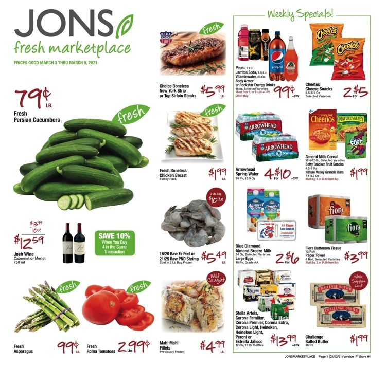 JONS Fresh Marketplace Weekly Ad Flyer March 3 to March 9, 2021