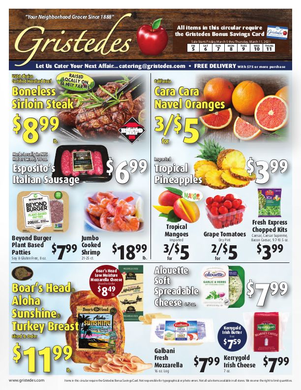 Gristedes Weekly Ad Flyer March 5 to March 11, 2021