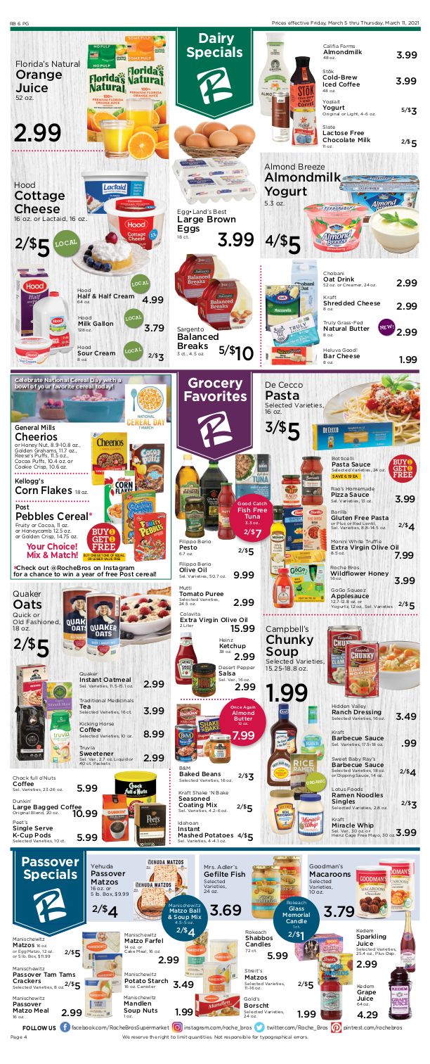 Roche Bros. Supermarkets Weekly Ad Flyer March 5 to March 11, 2021