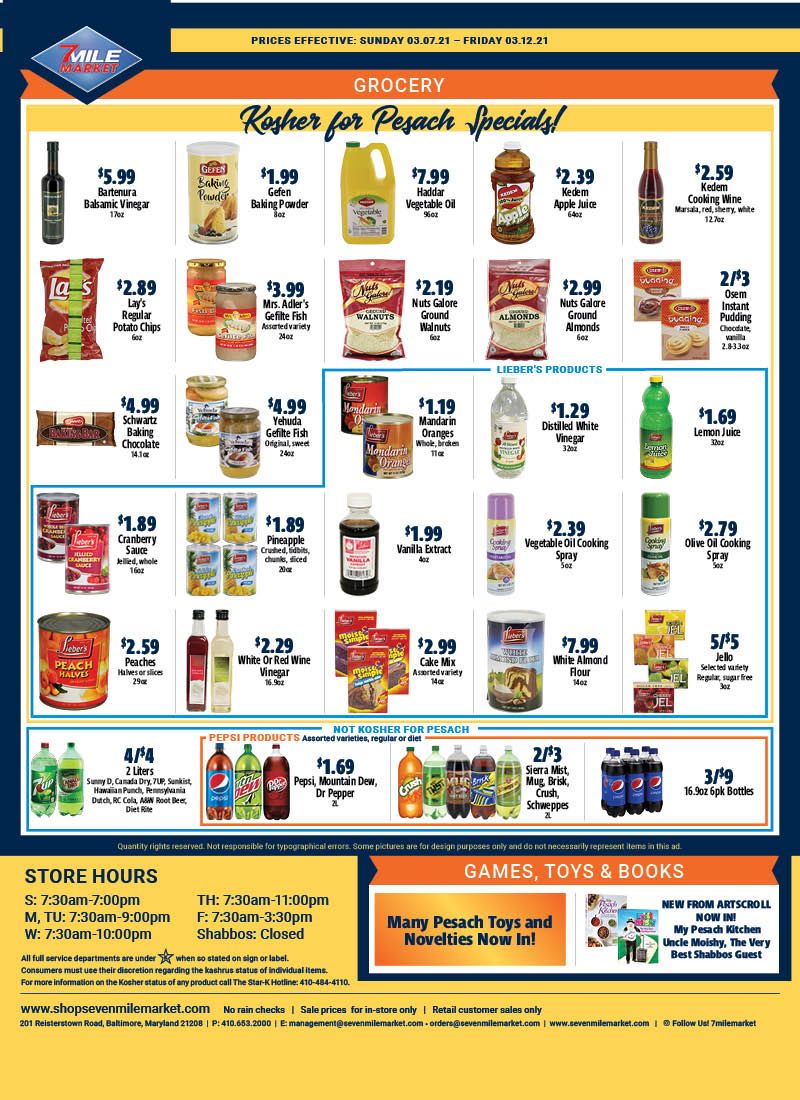 7 Mile Market Pesach Passover Special Weekly Ad Flyer March 7 to March 12, 2021