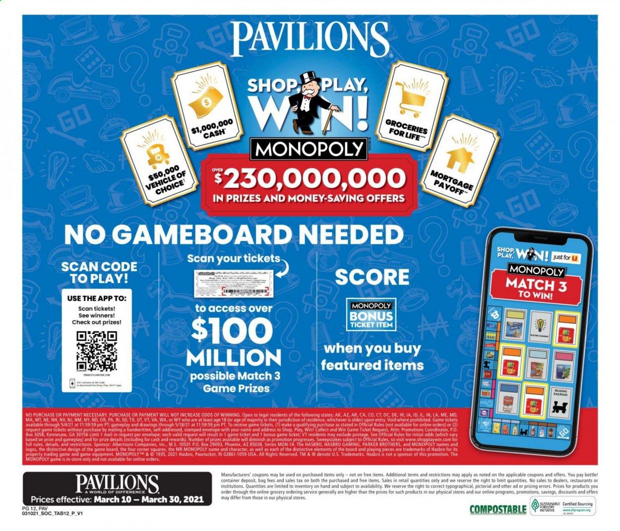 Pavilions (CA) Weekly Ad Flyer March 10 to March 30