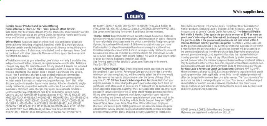 Lowe's Weekly Ad Flyer March 11 to March 17