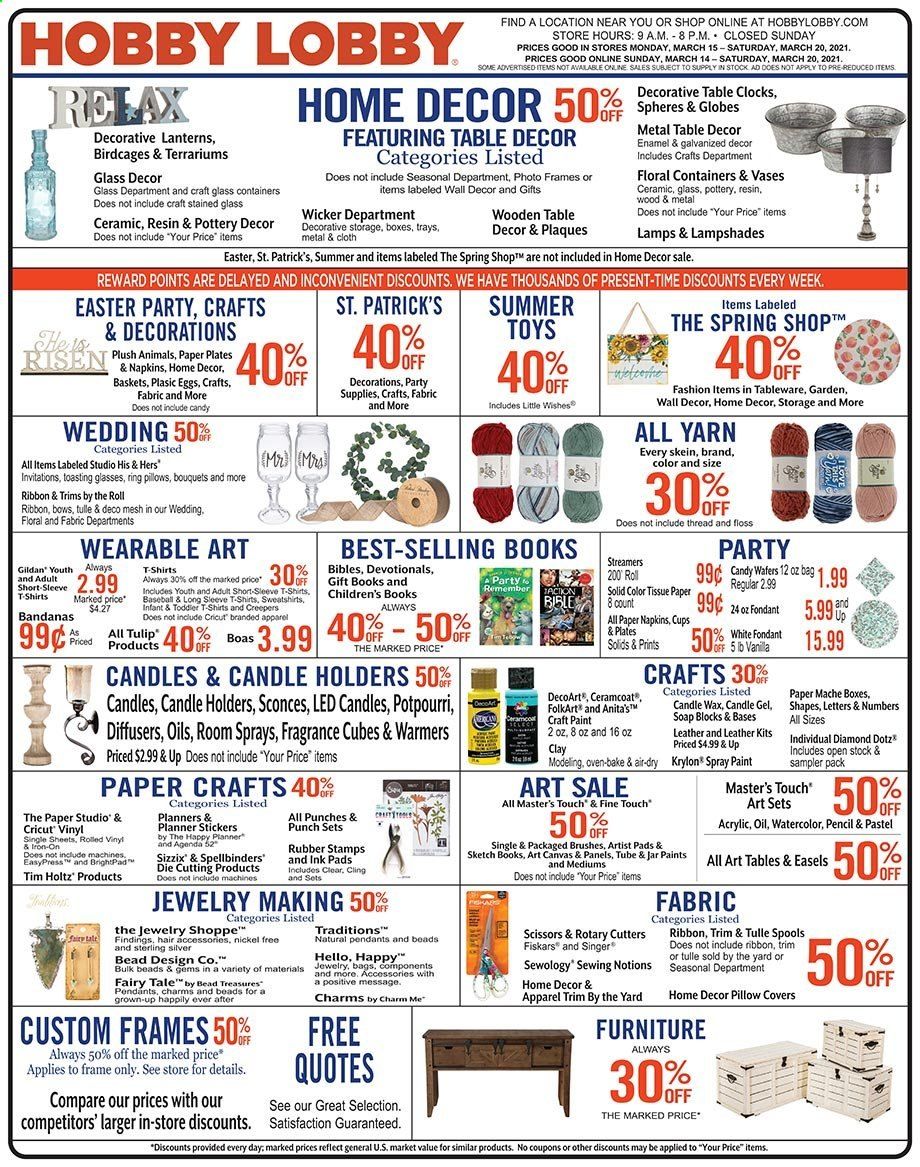 Hobby Lobby Weekly Ad Flyer March 14 to March 20