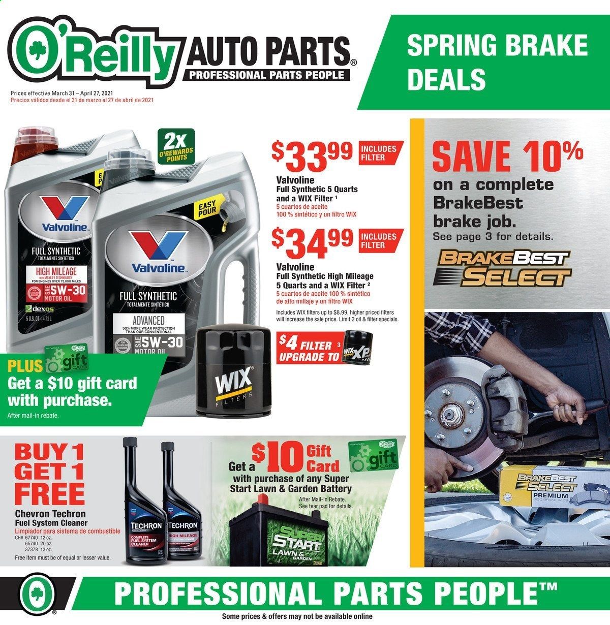 O'Reilly Auto Parts Weekly Ad Flyer March 31 to April 27