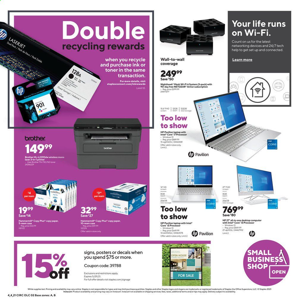 Staples Weekly Ad Flyer April 4 to April 10