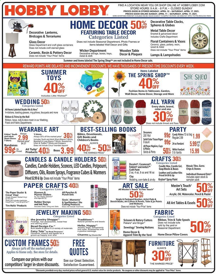 Hobby Lobby Weekly Ad Flyer April 11 to April 17