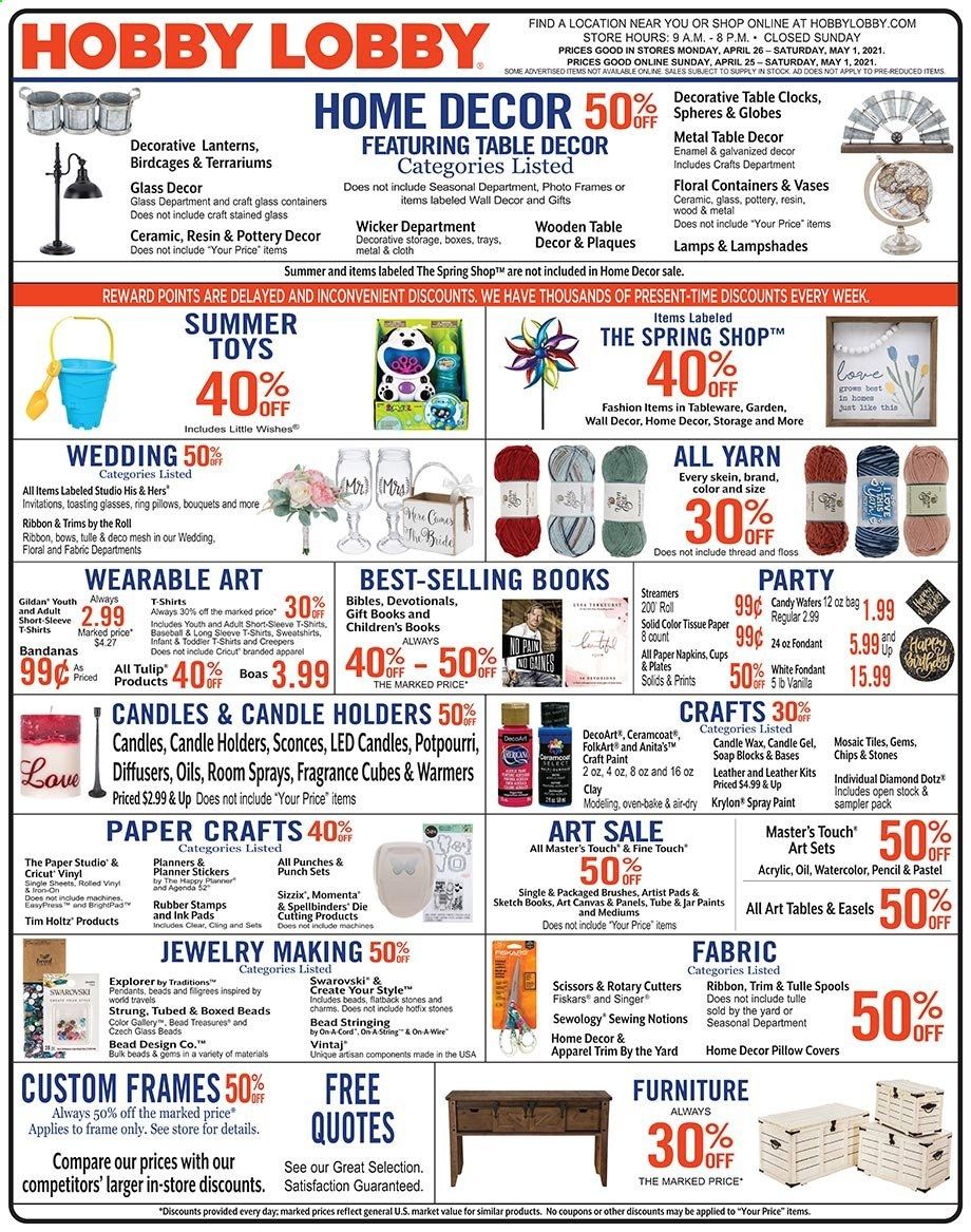 Hobby Lobby Weekly Ad Flyer April 25 to May 1