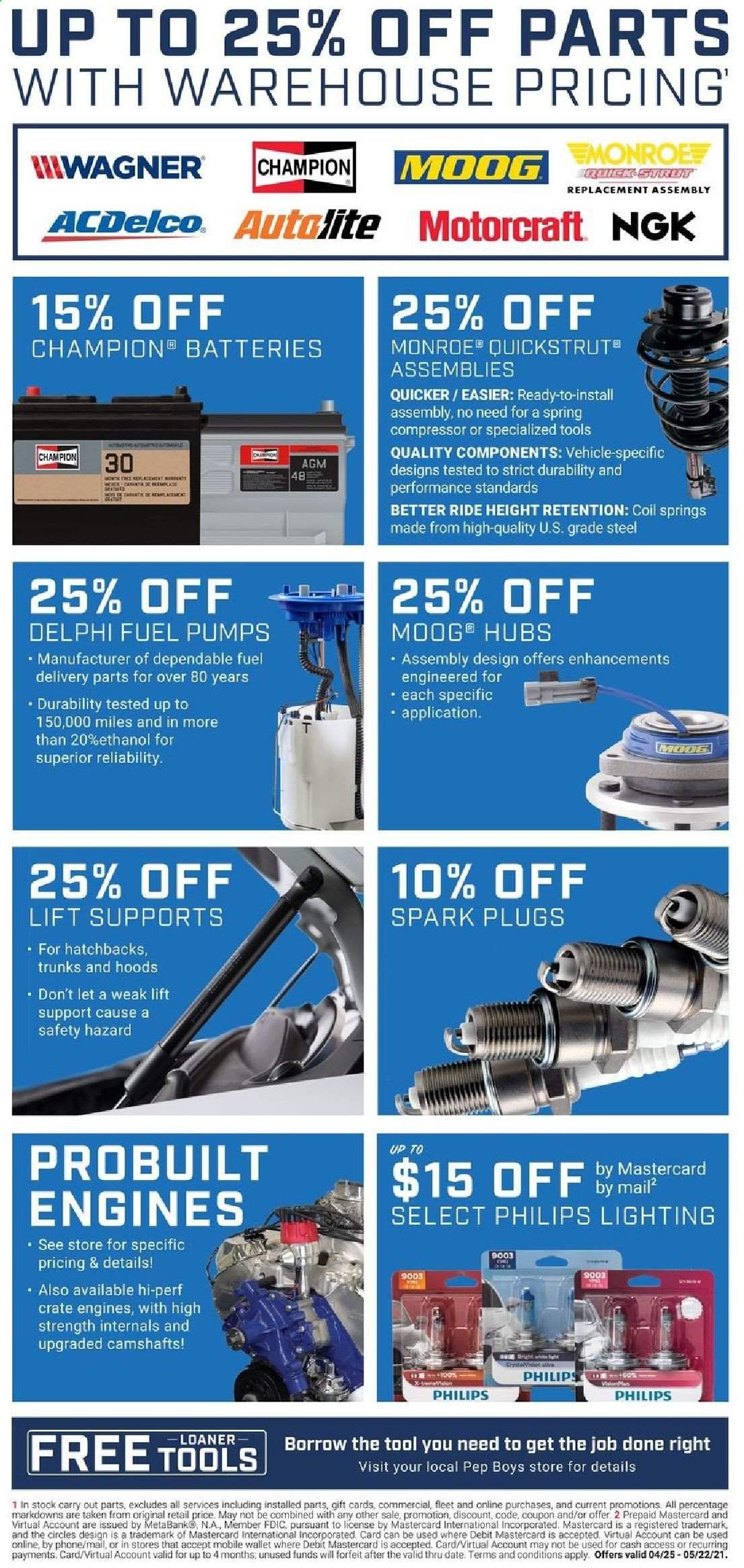 Pep Boys Weekly Ad Flyer April 25 to May 22