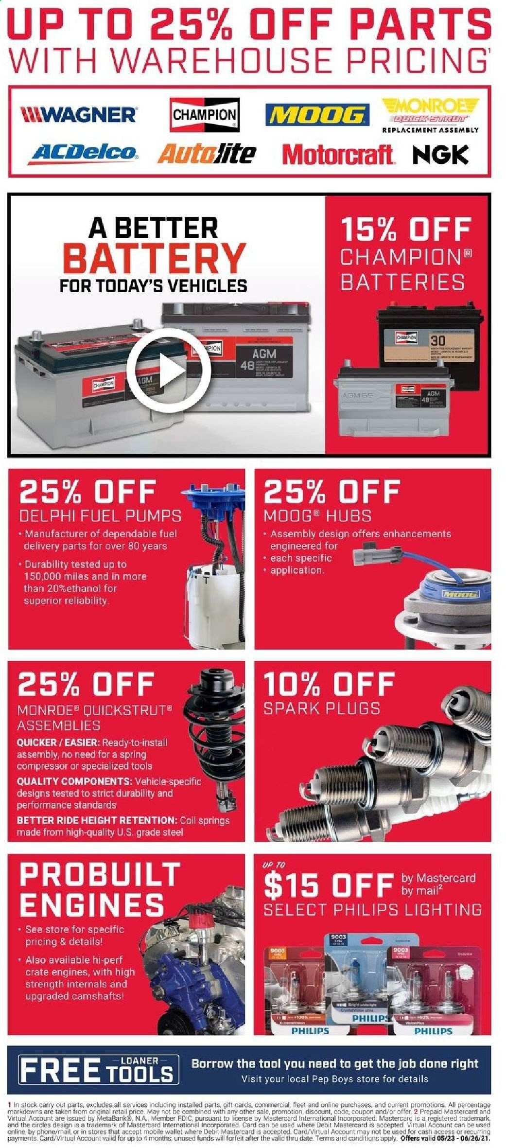 Pep Boys Weekly Ad Flyer May 23 to June 26