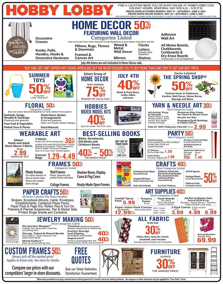 Hobby Lobby Weekly Ad Flyer May 30 to June 5
