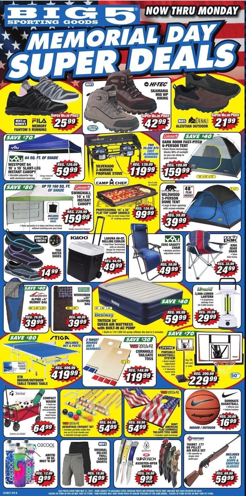 Big 5 (AZ, CA, CO, ID, NM, OR, UT, WA) Weekly Ad Flyer May 28 to May 31