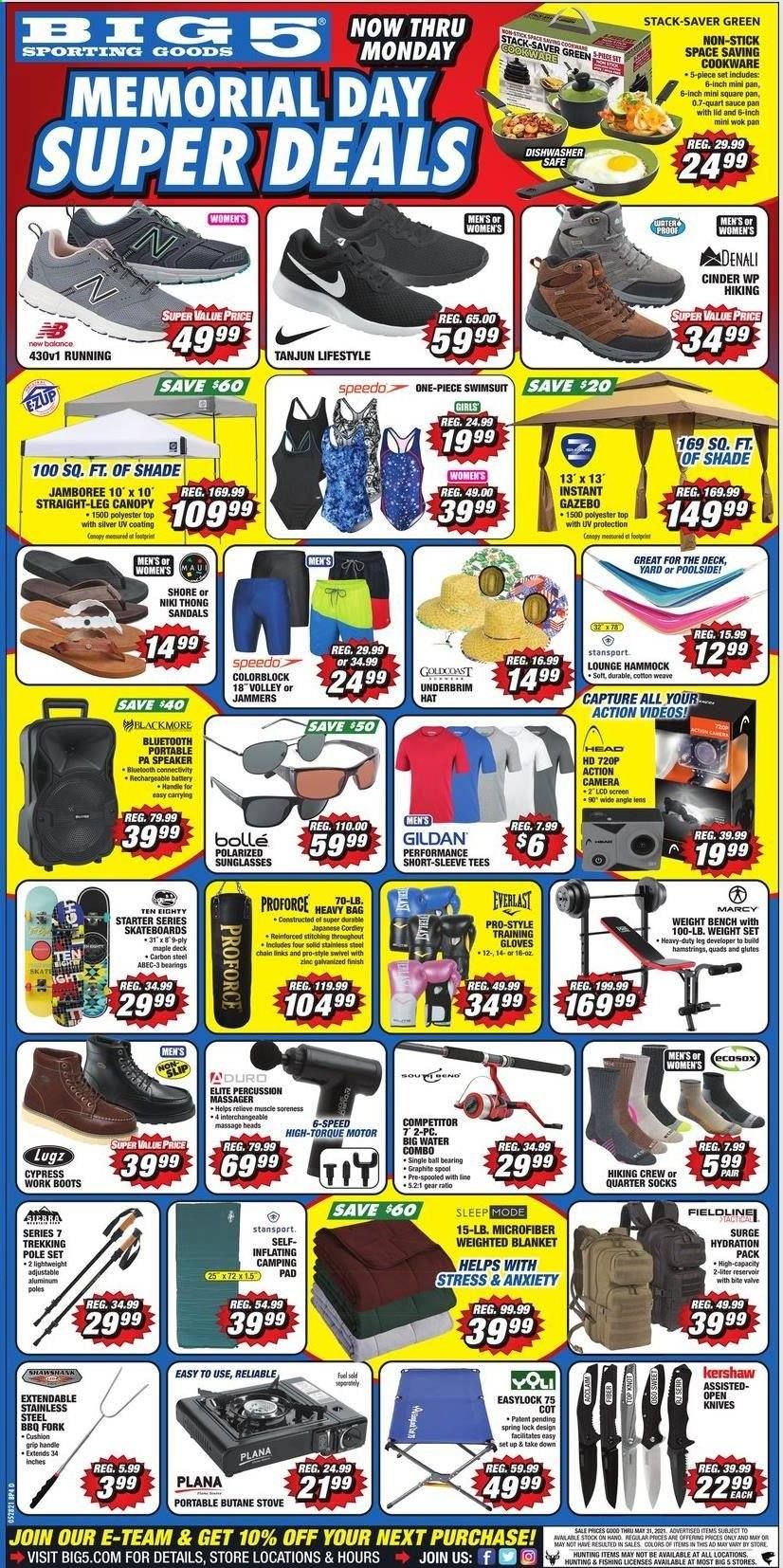 Big 5 (AZ, CA, CO, ID, NM, OR, UT, WA) Weekly Ad Flyer May 28 to May 31