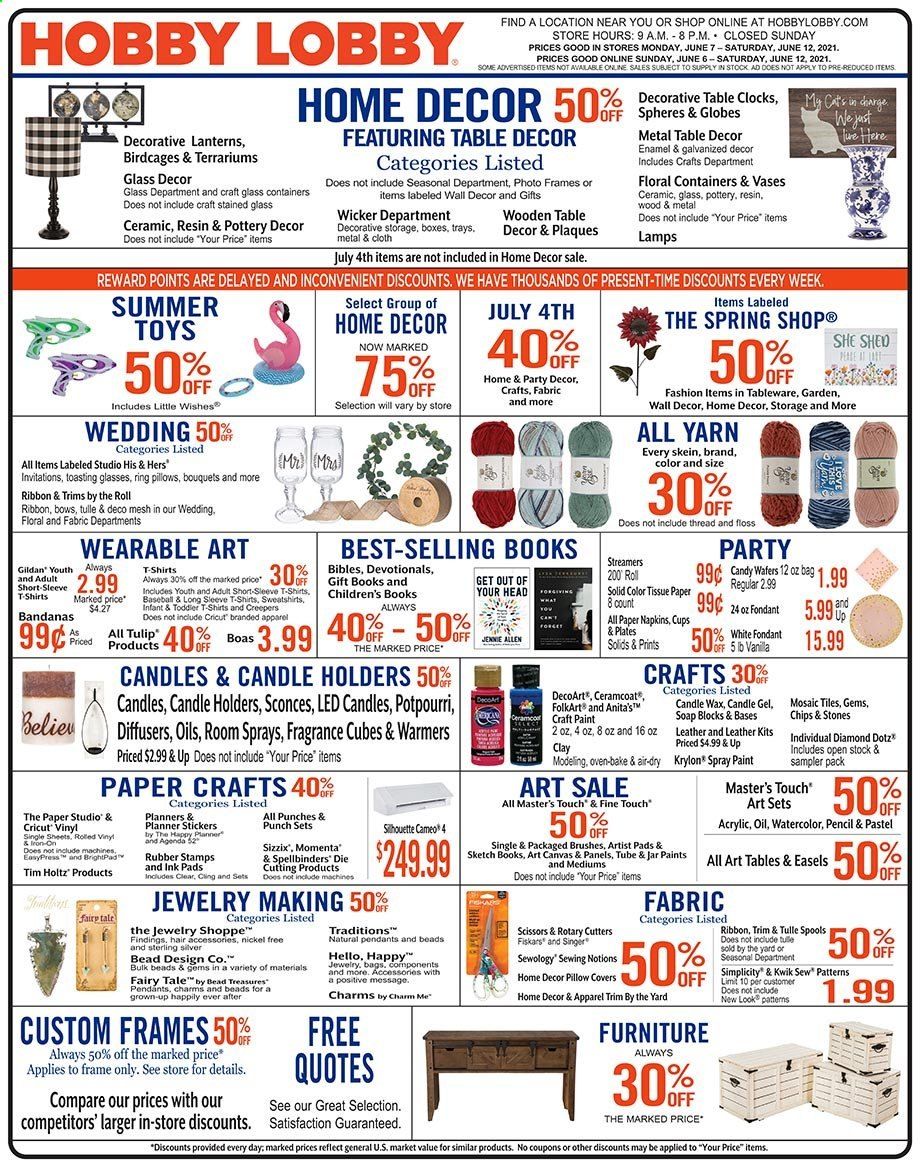 Hobby Lobby Weekly Ad Flyer June 6 to June 12