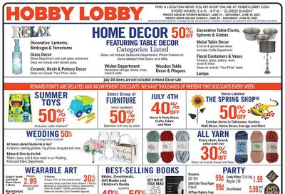 Hobby Lobby Weekly Ad Flyer June 20 to June 26