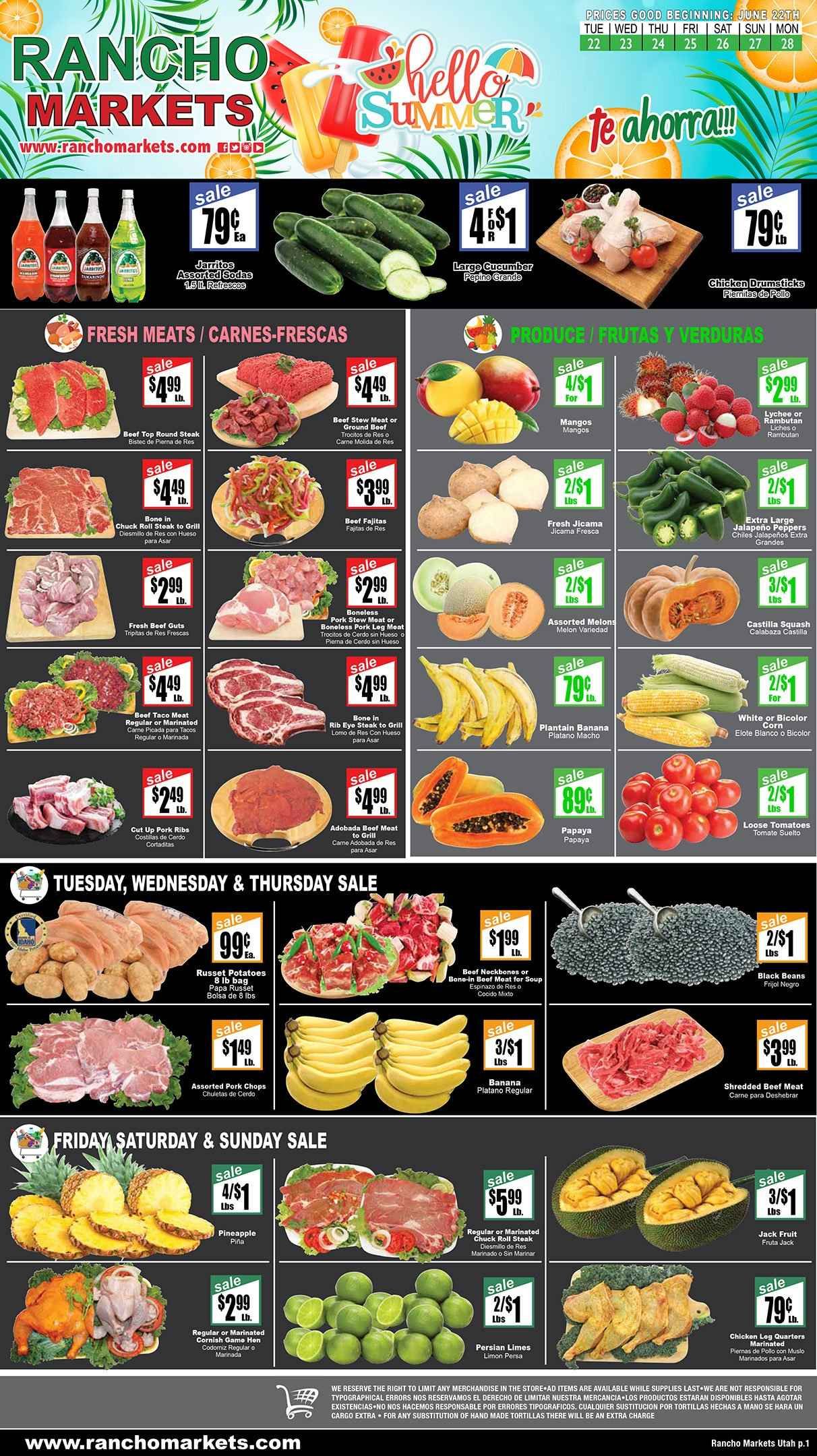 Rancho Markets (UT) Weekly Ad Flyer June 22 to June 28