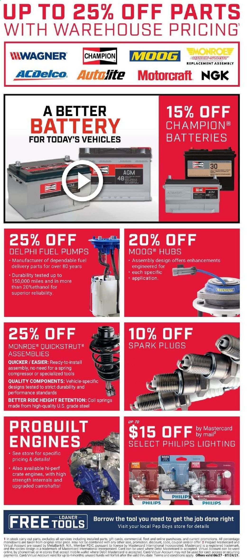 Pep Boys Weekly Ad Flyer June 27 to July 24
