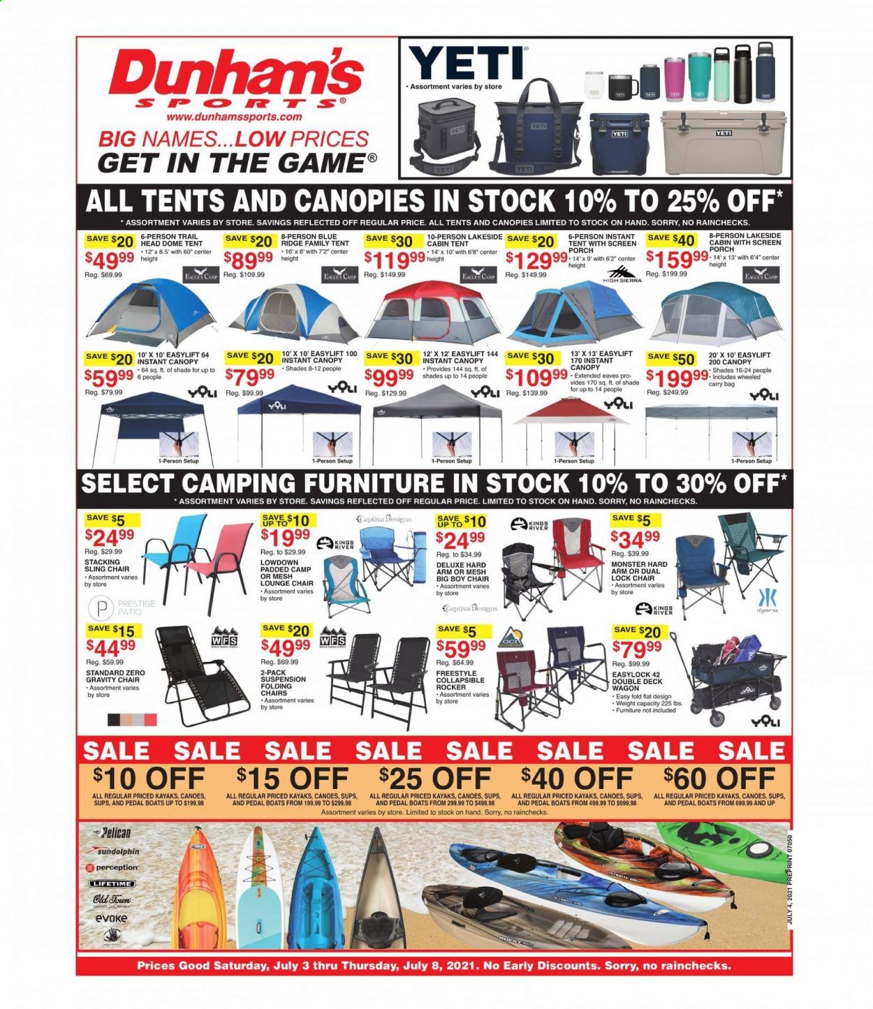 Dunham's Sports (IN, MN, NC, OH, PA, SD, TN, WV) Weekly Ad Flyer July 3 to July 8