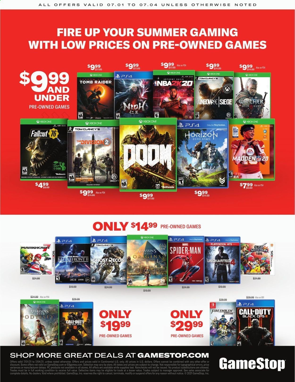 GameStop Weekly Ad Flyer July 1 to July 4