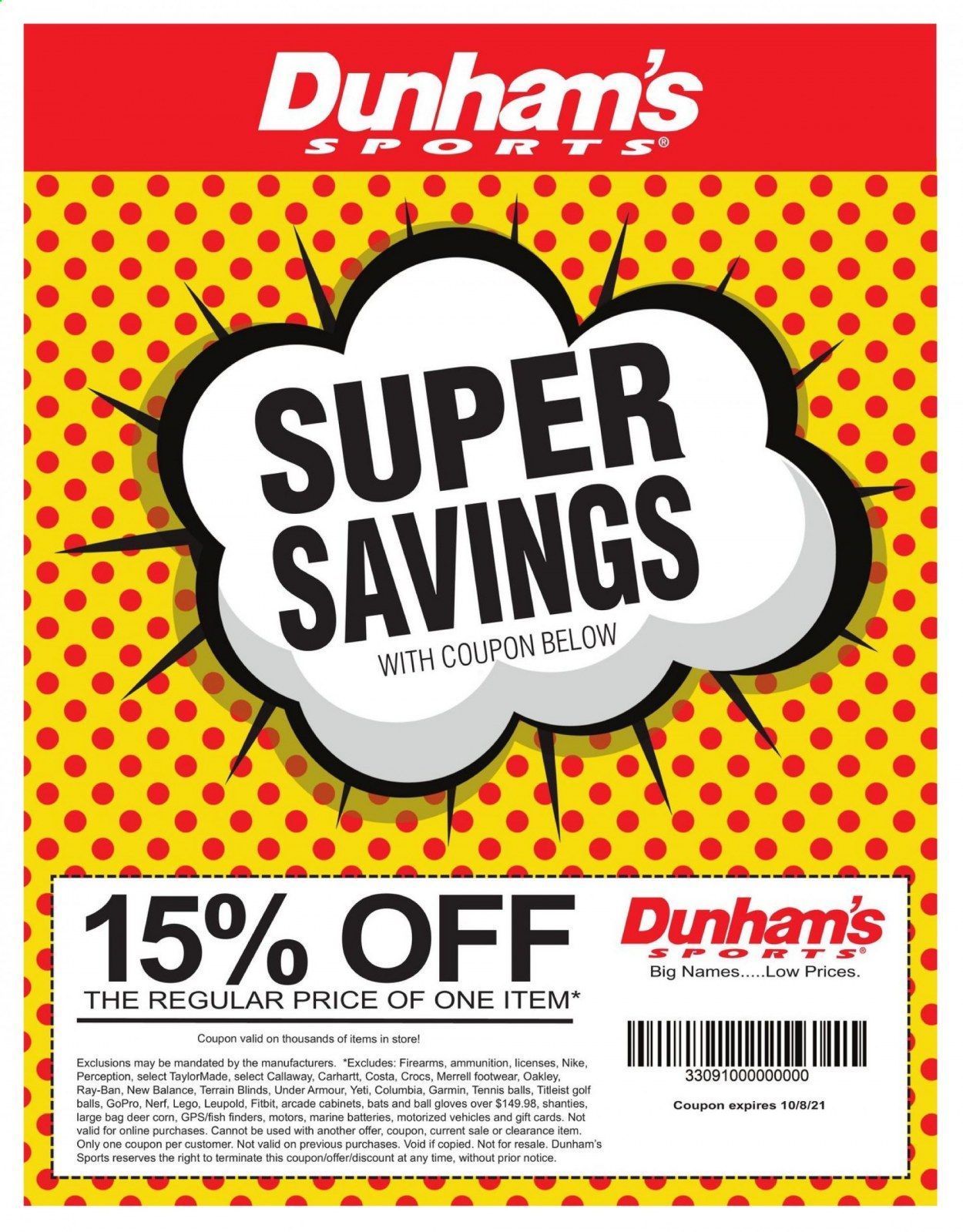 Dunham's Sports Weekly Ad Flyer July 9 to October 8
