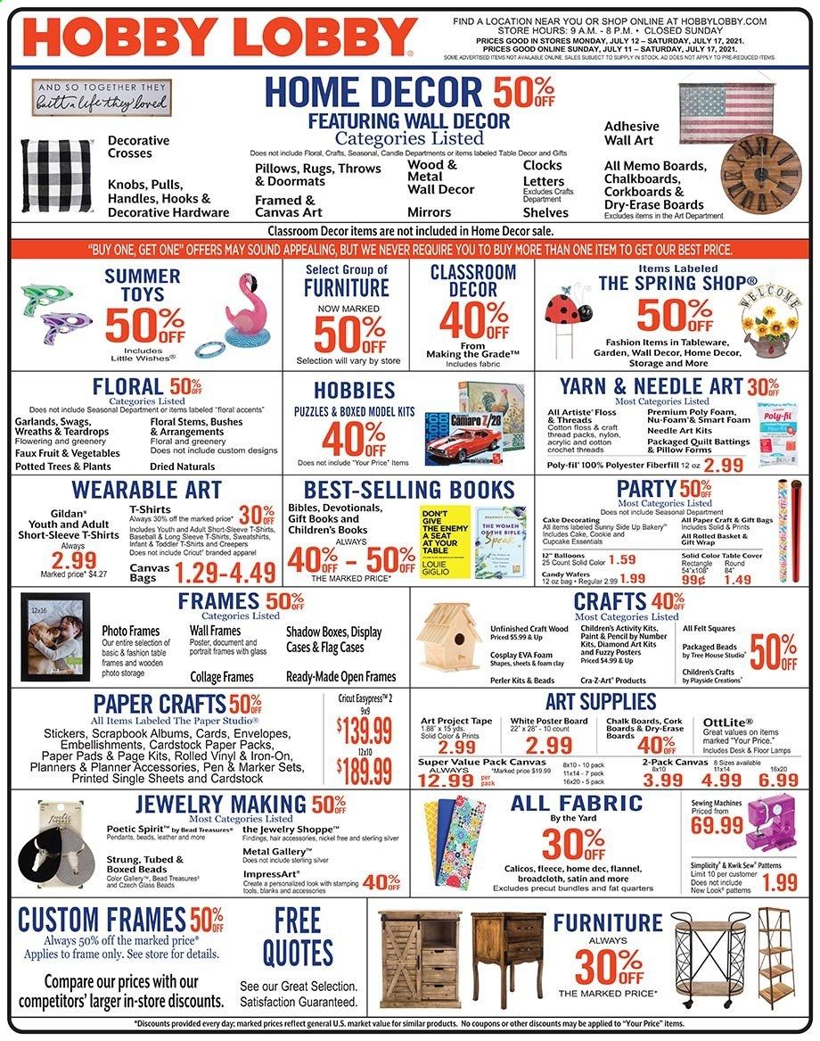 Hobby Lobby Weekly Ad Flyer July 11 to July 17