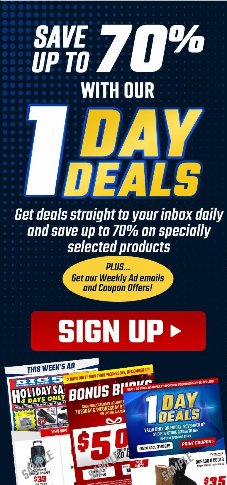 Big 5 (AZ, CA, CO, ID, NM, OR, UT, WA) Weekly Ad Flyer July 11 to July 17