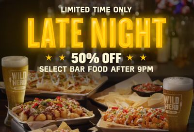 Save 50% Off after 9 PM on Select Dine-in Bar Food at Buffalo Wild Wings Through to August 31