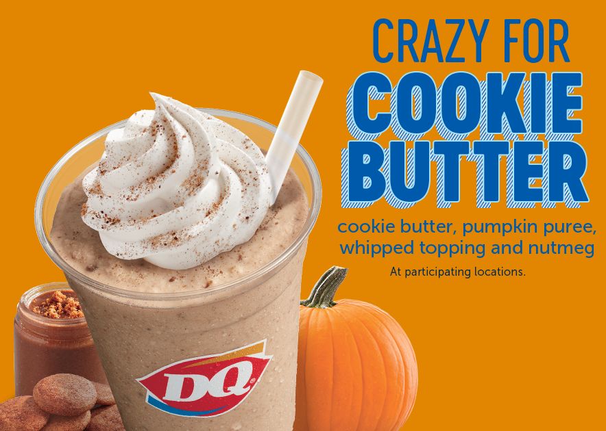 The Pumpkin Cookie Butter Shake Joins Dairy Queen’s Fall Menu for a Limited Time The Pumpkin Cookie Butter Shake Joins Dairy Queen’s Fall Menu for a Limited Time