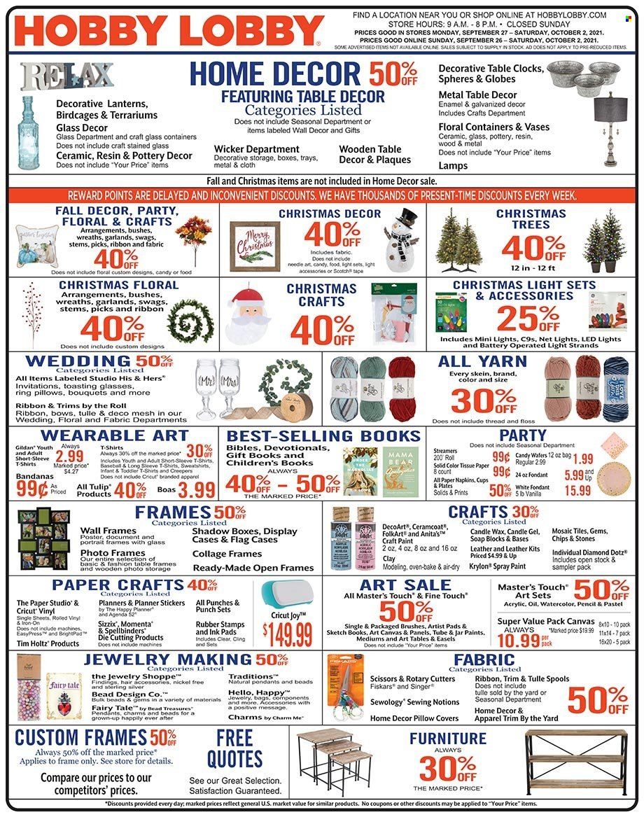 Hobby Lobby Weekly Ad Flyer October 1 to October 8
