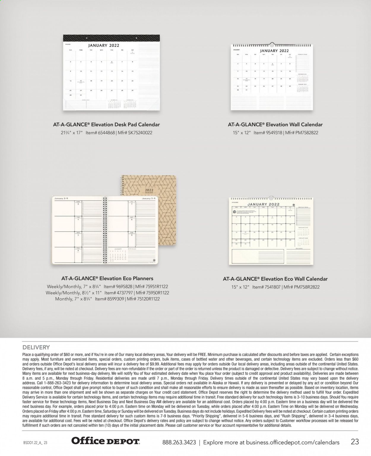 Office DEPOT Calendars & Planners 2022 Promotions & Flyer Specials January 2023