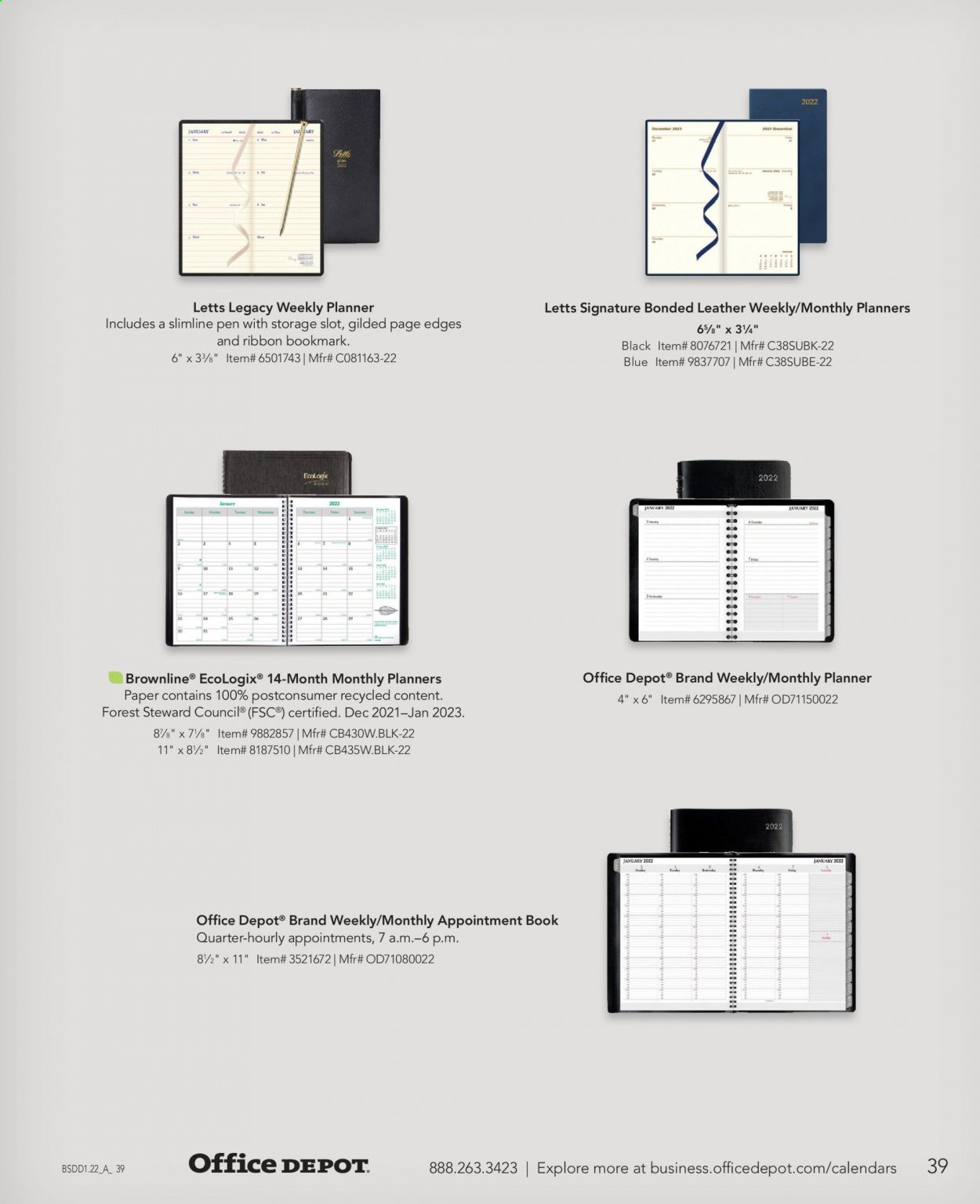Office DEPOT Calendars & Planners 2022 Promotions & Flyer Specials January 2023