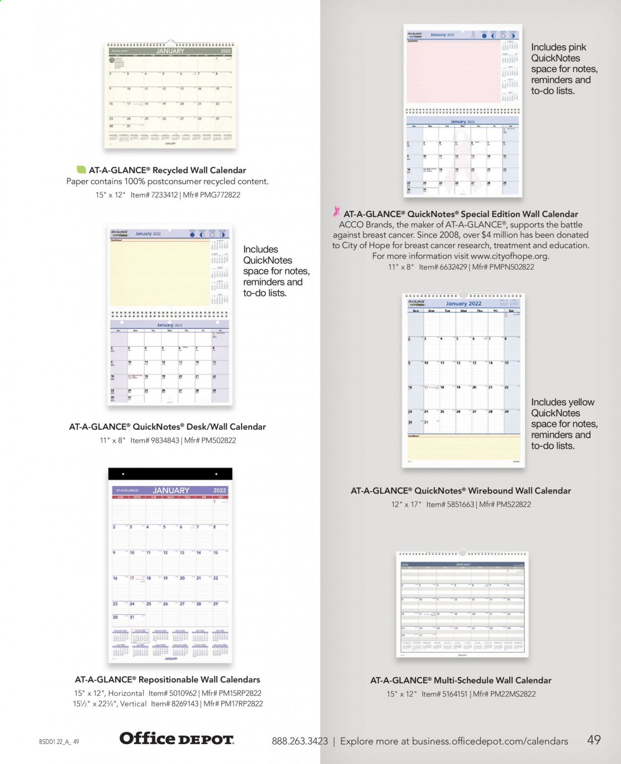 Office DEPOT Calendars & Planners 2022 Promotions & Flyer Specials January 2023